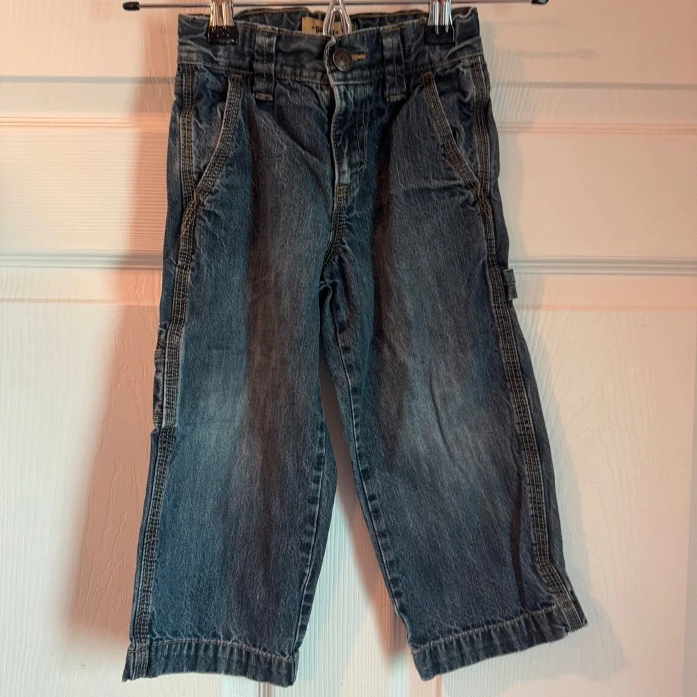 Old Navy Painter Jeans Toddler 3T Blue Denim Carpenter Utility Workwear Pants